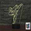 FLRXHK Karate - Lampada da tavolo con illusione 3D, lampada da tavolo con telecomando, 16 colori, luce notturna a LED ottica, USB, decorazione per la stanza dei bambini