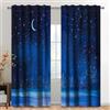Kzzfqxb 107x160cm Tende tasca per asta 2 pannelli, Scena notturna da sogno con cielo stellato e luna filtraggio della luce tenda, Decorazioni blu scuro romantico per camera da letto soggiorno