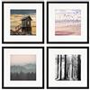 PHOTOLINI Set di 4 cornici per poster 30x30 cm con passe-partout 20x20 cm nero legno MDF, plexiglass infrangibile, da parete, accessori inclusi - per foto, immagini e poster