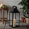 Lights4fun Grande Lanterna Decorativa Nera di 59cm con Candela LED TruGlow® a Pile per Esterni