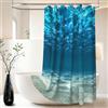 Xiaoterna Tenda da doccia oceano tenda da bagno oceano blu mare sottomarino tenda da doccia mondo sottomarino tenda da bagno mare profondo tessuto impermeabile lavabile in lavatrice 90 x 180 cm