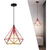 Chao Zan Lampadario a Sospensione Vintage Industriale a forma di diamante lampada in metallo E27 lampada da soffitto Gabbia Luci pendente sala da pranzo, soggiorno, Camera da letto, bianco rosso verde (rosso)