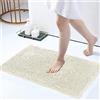 IlGruppone Tappeto da Bagno Microfibra Super Soffice Lavabile in Lavatrice Antiscivolo Assorbente Lavaggio Rapido Super Morbido Bagno Doccia Camera Letto - Crema - 50x80 cm