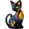 BOSENIYU Lampada in resina a forma di gatto in vetro colorato, luce notturna retrò a forma di gatto