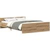 vidaXL Giroletto Senza Materasso Rovere Artigianale 120x200cm, mobili Camera da Letto, Base del Letto, Letto Matrimoniale, Letto, Rete del Letto