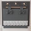 PETTI Artigiani Italiani - Copriforno, Copriforno Elegante, Copriforno Shabby Chic in Tinta Unita con Balza in Pizzo Sangallo e Fiocchi, Copriforno in Cotone, Copriforno 50x42cm Grigio Scuro