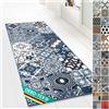 Floordirekt Newport - Tappeto passatoia con Motivo a imbracature Sottili su Misura, per Cucina, corridoio e Soggiorno, Ornamento Vintage a griglia Orientale (80 x 150 cm, Newport)