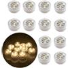 AIGOUT 12 lumini subacquei a LED, senza fiamma, a batteria, sommergibili, impermeabili, decorative, per acquario, stagno, piscina, matrimoni, feste (bianco caldo)