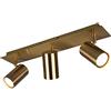meineWunschleuchte Elegante faretto a LED in ottone anticato con 3 faretti rotanti e girevoli