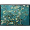 ConKrea - Quadro su Tela Canvas INTELAIATO - con Cornice - Ramo di MANDORLO Fiorito per Van Gogh - 70x100cm - Stile Moderno Nero- (cod.296)