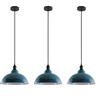 LEDSone 3pcs Vintage Retro Lampadario a Industriale Plafoniera E27 Paralume in metallo Sospensione LED Lampada Loft Sospensione (Ciano Blu)