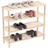 BM Scarpiera in Legno a 4 Ripiani - Portascarpe Salvaspazio, Scaffale Scarpe per Ingresso, Camera da Letto e Corridoio - Design Naturale e Robusto (Legno, 4 Ripiani)