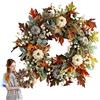 Manolyee Corona Artificiale Autunnale 1/2 Pezzi 45 C, Mirtillo, Zucca Ghirlanda, Foglia Artificiale del Ringraziamento, Falsa Pianta, Interni, Caminetto e Natale