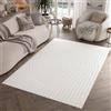 TAPISO Hygge Tappeto Salotto Moderno Effetto 3D Monocromatico tonalità Bianco Sporco Motivo Geometrico Linee Soggiorno Camera Sala Oeko-Tex 200 x 300 cm