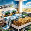 Loussiesd Set di lenzuola per veicoli trattori, biancheria da letto con macchinari pesanti, lenzuolo con angoli per bambini, ragazzi, con 1 lenzuolo piano, 1 lenzuolo con angoli + 2 federe per letto king size