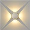 damastoreitalia Applique LED da Parete 12W IP54, Design Moderno Rotondo, 4 Emissioni di Luce, 1200 lm, Bianco, Effetto Croce, Interni ed Esterni (Bianco - Luce calda)