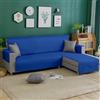 IlGruppone Copridivano Trapuntato con Penisola Destra o Sinistra Salvadivano Simple Antimacchia Antiscivolo AntiGraffio Copri Chaise Longue con Lacci Universale - Blu - 2 Posti+Penisola