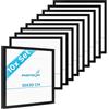 PHOTOLINI Cornici 30x30 cm nero legno MDF, set di 10 cornici per poster, plexiglass infrangibile, da parete, accessori extra inclusi - per foto, immagini e poster