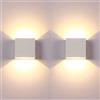 lhome Applique a LED, 2 pezzi 6W luci per interni moderne a parete, lampada da parete su e giù con LED a risparmio energetico, adatta per soggiorno, camera da letto e corridoio, bianco caldo