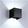 DRIWEI Applique lampada led parete 10w quadrato orientabile nero effetti luce fredda