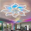 ZOMLBOF Lampadario Soggiorno di Fiore con Altoparlante Bluetooth,Plafoniera LED RGB Dimmerabile,Telecomando APP Memoria Camere da Letto e Camerette Dei Bambini Lampadario Grande-White-8||APP+Audio