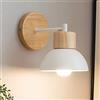 Mengjay Applique da Parete Interno E27 Creativo Macaron Legno Metallo Lampada da Parete per Stanza dei Bambini Camera da Letto Soggiorno Decorazione Illuminazione Lampada Muro (Bianca)