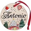 Corredino Neonato Pallina di Natale Personalizzata con Nome Antonio, Decorazione Natalizia in legno 100% Italiana, cerchietto albero natale da 8 cm (legno, Antonio)