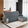 la biancheria di casa - Simplicity Plus - Copridivano con penisola, salvadivano trapuntato in microfibra morbida idrorepellente OEKO-TEX, lavabile, per divano 2, 3 e 4 posti |grigio scuro cm.245