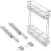 bricoleva.it Carrello Portabottiglie Estraibile per Mobile Cucina - Cestello Portabottiglie in Acciaio - Carrello Cucina - Mensola Cucina - Pensile Cucina - Dispensa Cucina (Modulo 15 - Ammortizzato)