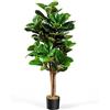 COSTWAY Ficus Lyrata Artificiale da 1,2 Metri, Pianta Finta con Foglie Realistiche in PEVA, Pianta Artificiale da Interno ed Esterno con Vaso in PP, Ideale per Casa e Ufficio