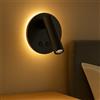 Partenopea Lampada da parete LED doppia emissione con spot orientabile per lettura, design moderno, luce calda 3000K, interruttori indipendenti, ideale per camera da letto e soggiorno hotel b&b (Nero)