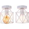 iDEGU 2 Pezzi Plafoniera Vintage E27 Lampadario Soffitto Industriale 15cm Paralume in Metallo Design Gabbia Esagono Retrò E27 Lampada da Soffitto per Corridoio Camera da Letto Scala (Gabbia C, Bianco)