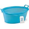 TOMAINO - Bacinella Bucato in Plastica Rigida Ovale- Contenitore Portabiancheria Multiuso per Casa, Lavaggio Panni e Cane - Catino per Bucato 12 lt Ø 45 cm