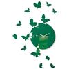 FLEXISTYLE Grande orologio da parete moderno a forma di farfalla, rotondo, 30 cm, 15 farfalle, soggiorno, camera da letto, cameretta dei bambini, prodotto nell'UE (verde scuro)