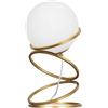 Partenopea Lampada da Tavolo color Oro Ottone con Sfera Palla Bianco opaco Design elegante da interni per Illuminare e Decorare scrivanie comodini tavolini (Anelli sfalsati)
