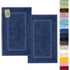 Lavea® 2 Tappetini Bagno 50x80 cm in 100% Cotone - Tappeti Bagno Assorbenti e Lavabili - Ideali come Tappeto Bagno o Tappetino Doccia - Blu navy