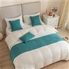 Morbuy Runner Letto Matrimoniale, Jacquard Reversibile Corridore Letto, Morbido Sciarpa e Federa da Letto, Modern Alberghi Scarf Runner Decorazione (45x210 cm (corridori da Letto),Blu Turchese)