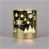 SHATCHI 12 centimetri Natale Decorato Vaso Lampada Da Tavolo Tubo di Vetro Inciso Natale Oro Cilindro LED Fata Luci A Batteria Operato Decorazione Da Tavolo