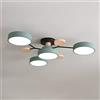 Générique Plafoniera a LED moderna in legno semi-incasso con molecola nordica bianca vicino al soffitto per soggiorno, camera da letto, sala da pranzo, ufficio, cucina, verde grigio