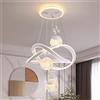VTAMng Lampadario moderno LED Illuminazione decorativa interni forma di fiore di cristallo dimmerabile Tavolo da pranzo Lampada a sospensione ad anello in alluminio bianco 80W Adatta sala da pranzo So