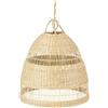 B·LED BARCELONA LED Lampada a sospensione da soffitto in vimini naturale, in stile bohémien, rustico, nordico, realizzata in bambù e legno di rattan con portalampada E27, colore bianco, per sala da pranzo e soggiorno.