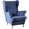Meigeh Copripoltrona con Orecchie Elasticizzato Fodere poltrona con ala Copripoltrona 1 Posto con Orecchie Copertura della sedia dell'orecchio Velluto Blu
