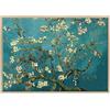 ConKrea - Quadro su Tela Canvas INTELAIATO - con Cornice - Ramo di MANDORLO Fiorito per Van Gogh - 70x100cm - Stile Moderno Legno Naturale - (cod.296)