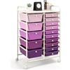 GIANTEX Carrelli Porta Oggetti, con 10+5 Cassetti Impilabili, 2 Ruote Bloccabili, Braccioli Metallici, Portabile e Pratico, per Ufficio, Studio, Cucina,Bagno, 5 Colori Disponibili, 62,5x37x87 cm