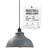 LEDSone Industrial Pendant Light Retro Chandelier Ceiling Light Vintage Lamp Ceiling Lighting Metal Shade for Restaurant Living Room Bedroom Kitchen Hallway Bar (Grigio)