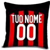 quickgadget Cuscino Tifoso Milan Personalizzato 40x40 cm in Poliestere con Nome e Numero - Idea Regalo per Appassionati di Calcio - Decorazione Divano e Letto - Imbottitura Inclusa