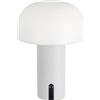 Baroni Home Lampada LED Senza Fili - Design a Fungo, Dimmer Touch, Ricaricabile USB-C, Luce Calda 3000K, Impermeabile per Interni ed Esterni, Metallo Verniciato, Altezza 22 cm (Bianca, 1 Pezzo)
