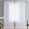 Duories Set di 2 Tende Trasparenti in Voile per Soggiorno, Tende Semi-Trasparenti per Soggiorno, Moderne Tende in Voile con Occhielli per Finestra, Camera da Letto, Balcone 100x270cm Bianco