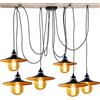 LEDSone Vintage 6 Testa Ragno Lampada Lampada A Sospensione Altezza Regolabile Metallo Nero Paralume Retrò Industriale Lampadario a Soffitto con E27 Supporto Montaggio