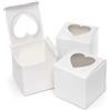 C.X.Y. 50pz Scatola Bianca Con Finestra Trasparente PVC Forma Cuore Porta Dolce Regalo Confetti 7.6 * 7.6 * 7.6cm